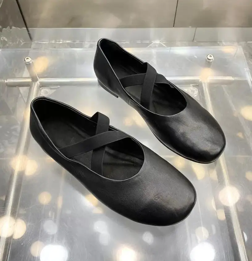 Careaymade-Genuine Leather pure handmade big size ladies' shoes,cowhide solid color round toe shallow mouth low cut lazy shoes