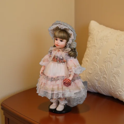 Muñeca de porcelana Kawaii Cloveray de 18 pulgadas, muñecas de palacio Retro de cerámica hechas a mano, juguetes de decoración para habitación, obras de arte hechas a mano, regalos con soporte