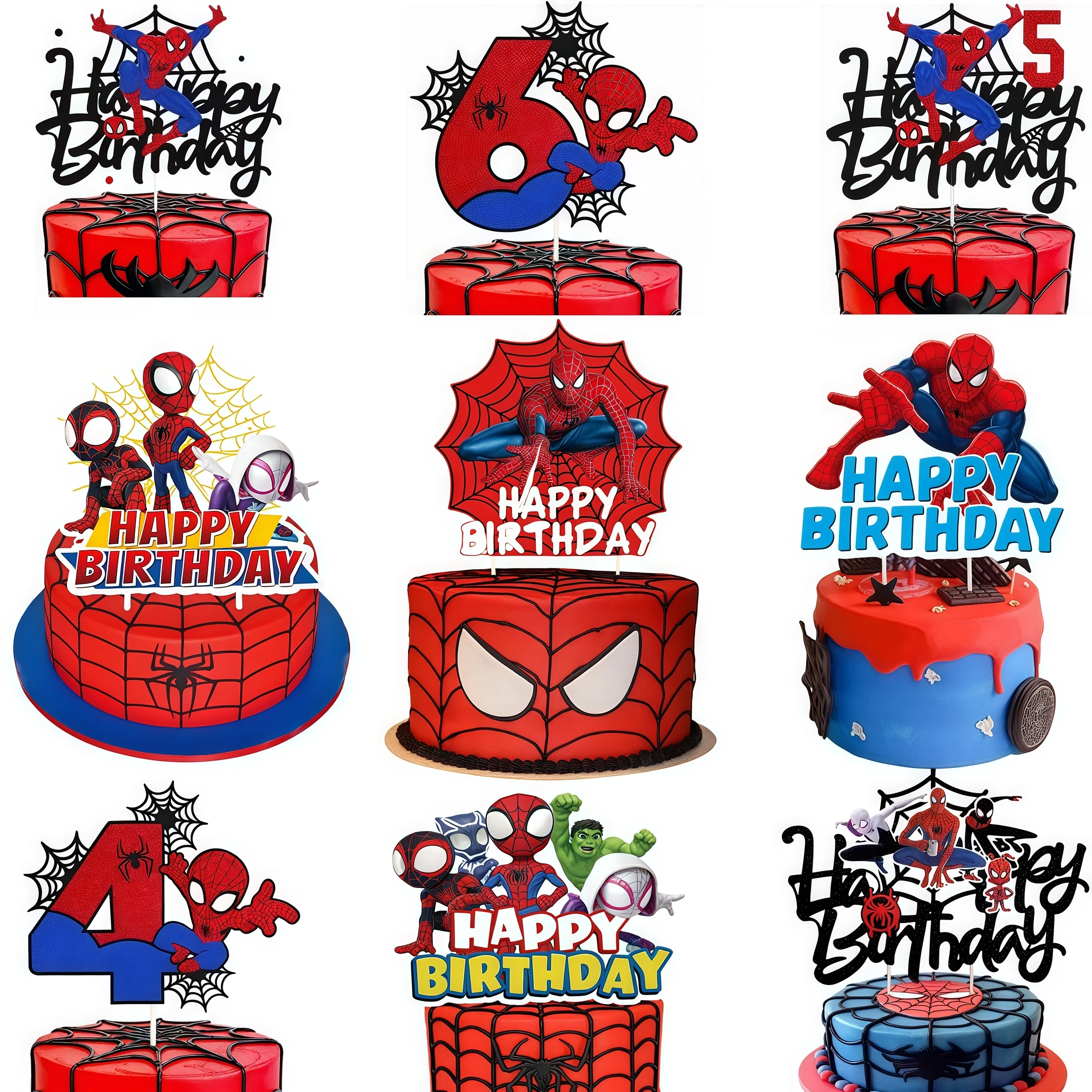 Décoration de gâteau d'anniversaire Spiderman, garniture de gâteau Spidey, décoration de Cupcake de super-héros, fournitures de fête prénatale, cadeaux pour enfants