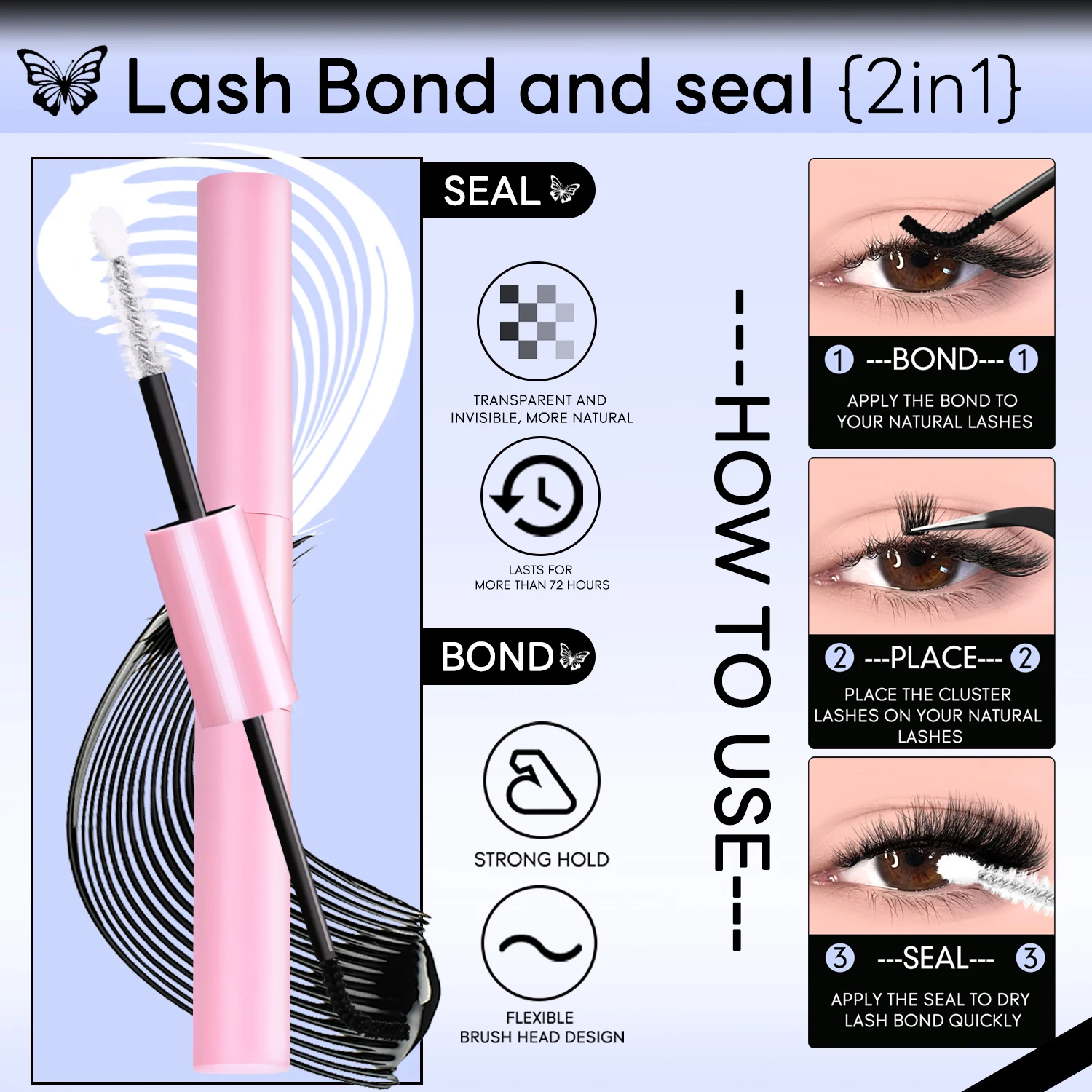 Zestaw do przedłużania rzęs GROINNEYA, rzęsy w kępkach, wodoodporne, mocne, do samodzielnego przedłużania, klej i utrwalacz do rzęs, pęseta do rzęs, makijaż