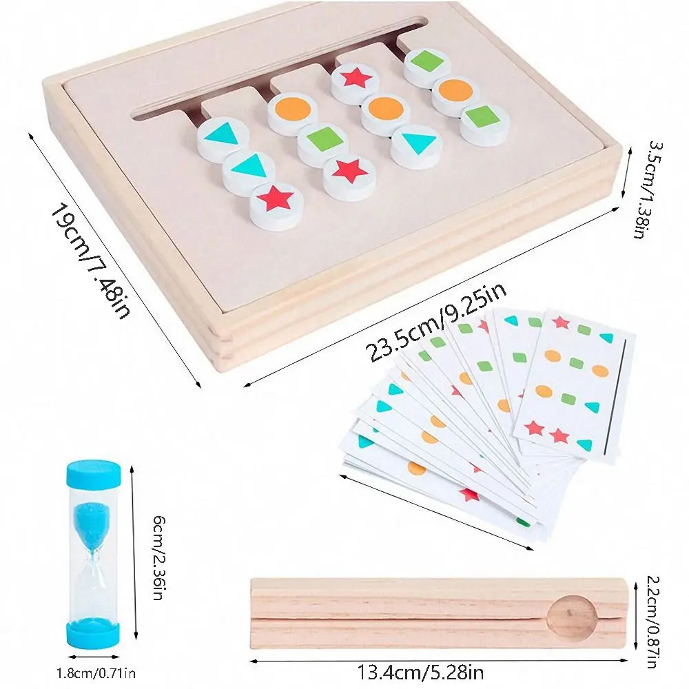 Rompecabezas de madera de dibujos animados, rompecabezas de reloj de arena, tarjeta, juguete a juego de colores, forma geométrica, juguete educativo para edades tempranas, imaginación