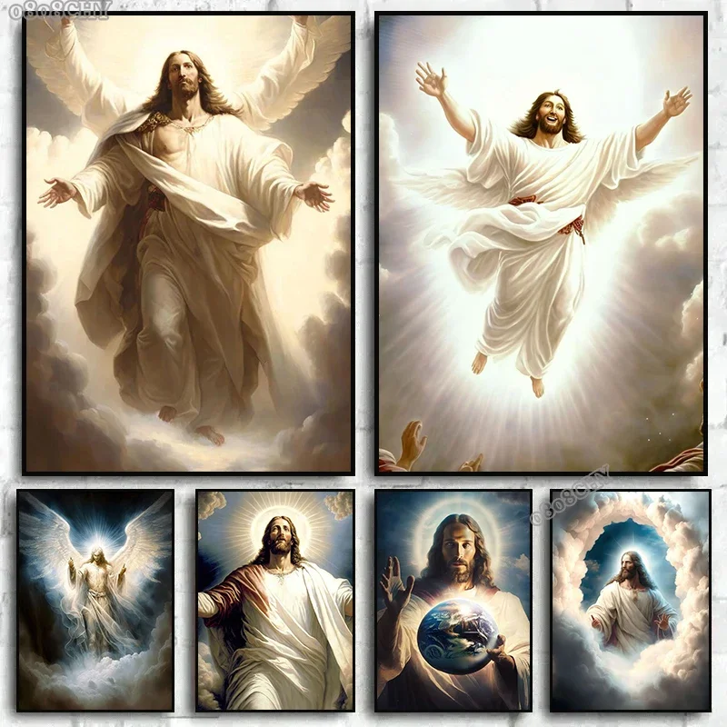 Jesus Christ Watercolor Art Canvas Painting Print Poster The Christian Religion Wall Art Poster Mural for Living Room Home Decor
