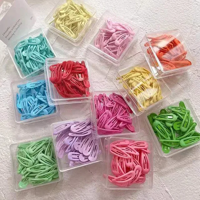 50 szt./plastikowe pudełko 3cm dzieci urocze kolorowe spinki do włosów BB dziecięce nakrycia głowy dziewczyny piękne spinki do włosów akcesoria do włosów