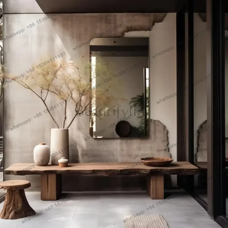 

yj21 Medieval entrance table Solid wood table Opposite the entrance Modern simple end view table