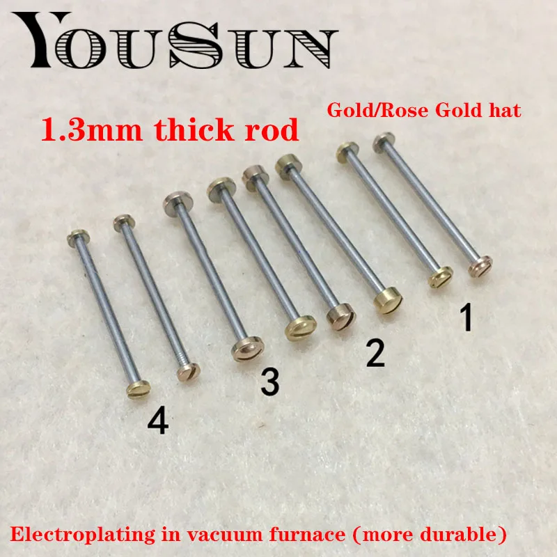 1 PC Watchband Screw Rod Belt Fixing Shaft Stainless Steel Bolt Pin 1.3 Diameter Lug Rod Screw Shaft Watch Accessories