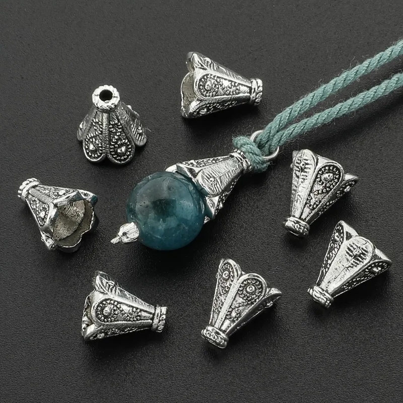 100 peças contas espaçadoras de flores de liga vintage-tampas em forma de pétala para fazer joias diy, colar de borla e conectores de brincos