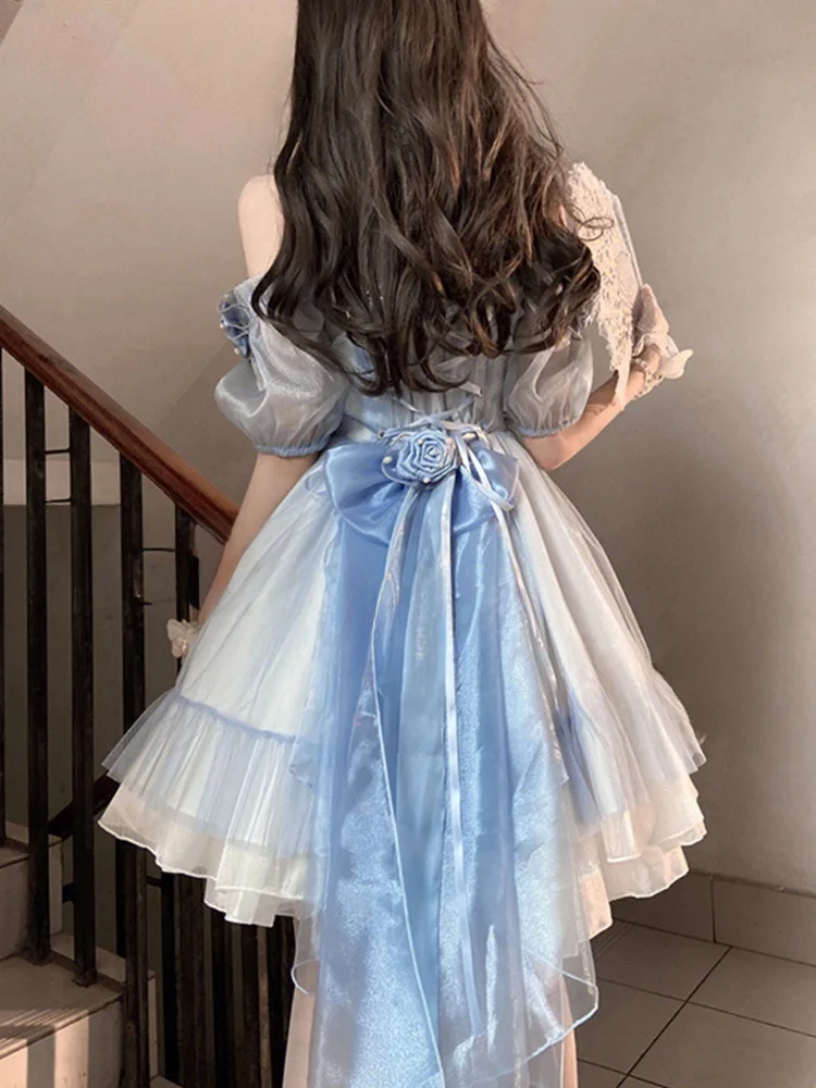 Vestido e deadado 3D rosa para adulto, vestido de princesa Lolita, ropa diaria, vestido de boda Floral, moda de temp...