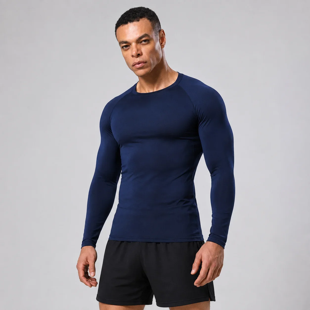 Men's Long Sleeve Compression Shirt Quick Dry Breathable Stretch Fit Running Gym Workout Fitness Base Layer Sports Top