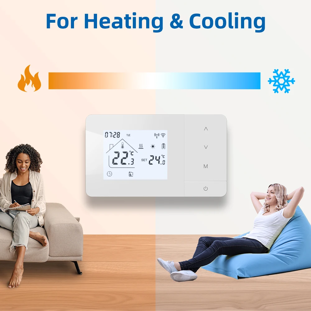 نظام تسخين/تبريد تسخين مركزي 8 قنوات لمشطات مضخة الغلاية اللاسلكية واي فاي ترموستات RF433 يدعم أليكسا جوجل #5