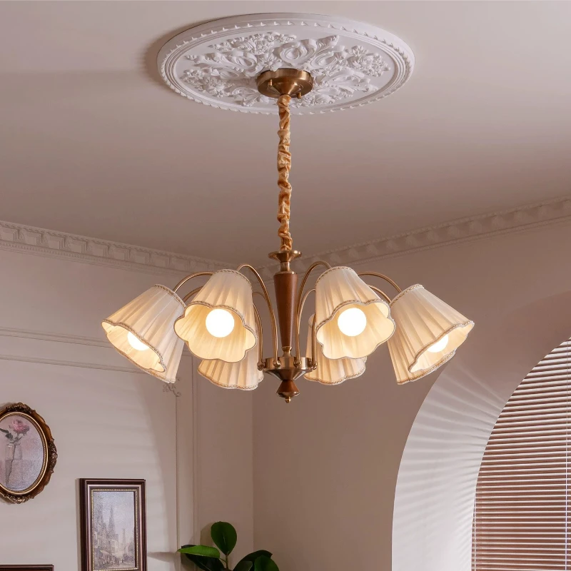 

American Country Copper Retro Chandeliers Living Room Dining Room Study Pendant Light Atmosphere Bedroom Medieval Hanging Lamps