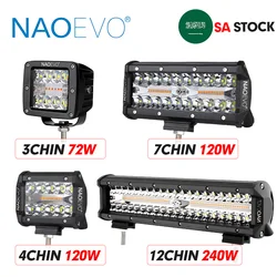 NAOEVO 3‘’4‘’7‘’12Inch 4x4 Off road LED Light Bar 12v 240W Fog Running Led Work Light 6 Modes Memory Function For Tractor Jeep