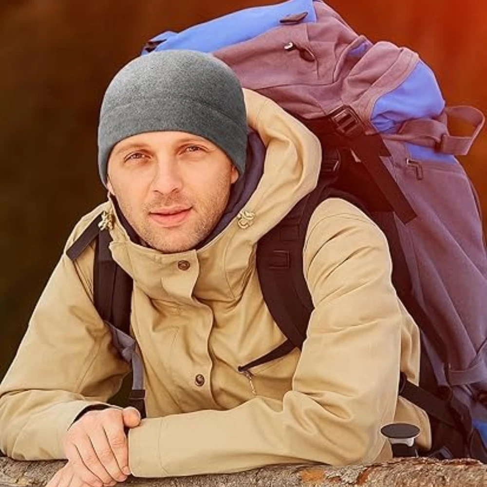 1pc Winter Warm Skull Cap Soft Fleece Beanie Hat Outdoor Sports Thick Windproof Watch Cap Skiing Warmth Colored for Men Women image 3