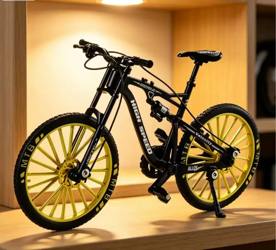 Simulation Mountain Bike Model Ornament, Mini MTB Bicycle Tabletop Decor, Metal Craft Home Office Display Collectible Gift