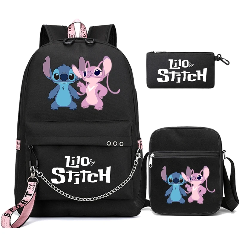 3Pcs/set Lilo Stitch Backpacks Printed Bookbag Travel Bag Student Teenagers Children Knapsack Boy Girl Schoolbag Daily Rucksack