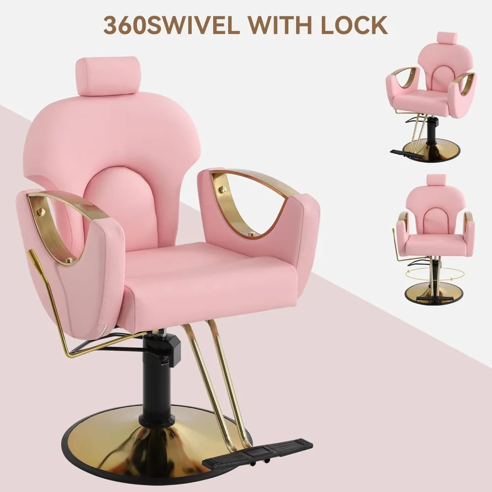 Barber Chair, Salon Chair for Hair Stylist, Hair Reclining Salon Chair, Multi-Function Shampoo Chair for Salon Barbershop