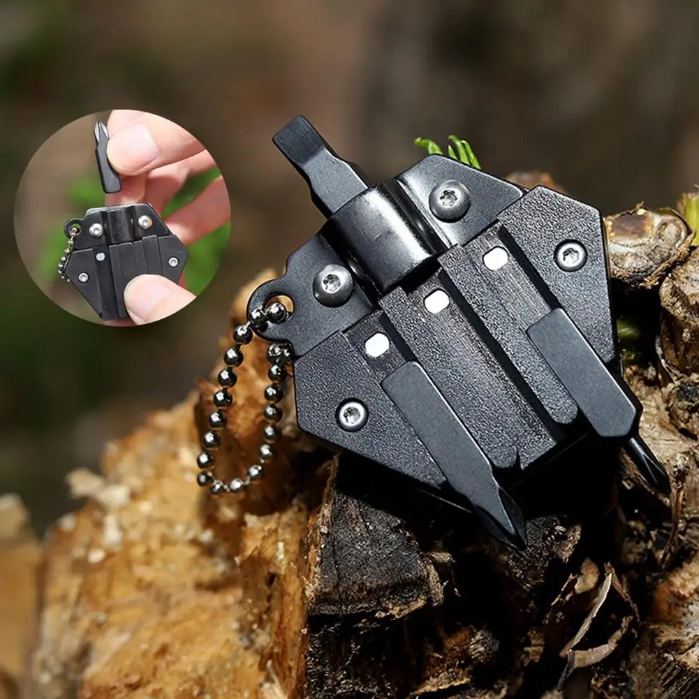 Hexagon Coin Outdoor Tool Multifunctional Hexagon Folding Coin Knife Keychain Screwdriver Pocket Fold Mini Gear