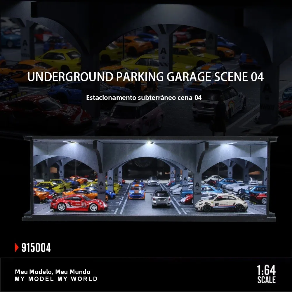 maquette-de-scene-de-garage-souterrain-a-l'echelle-1-64-miniatures-de-voitures-en-alliage-presentoir-anti-poussiere-avec-eclairage-modele-de-voiture-de-collection