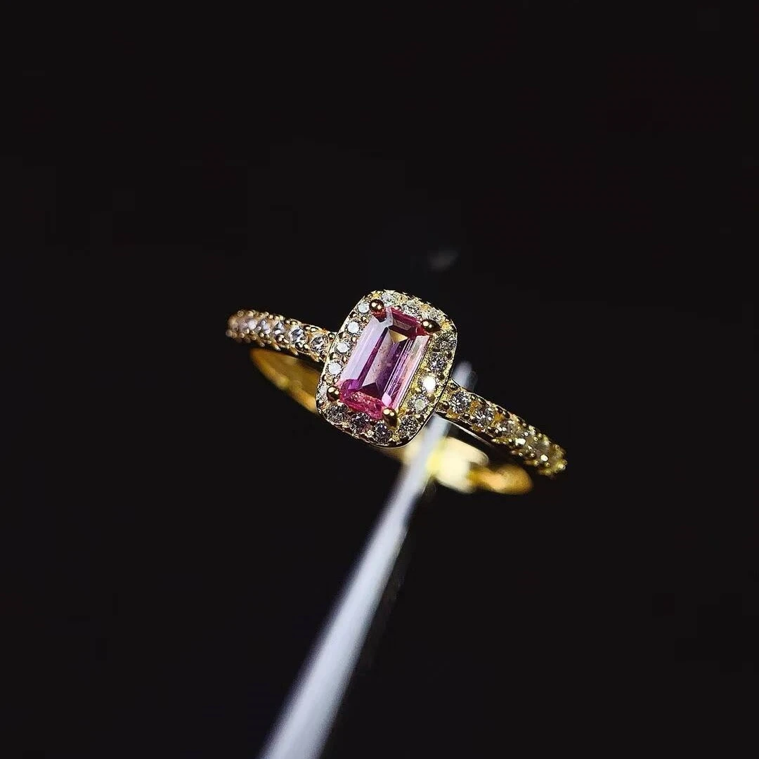 KJJEAXCMY Natural Pink Sapphire Women's Ring, S925 Silver Base, Multiple Testing Certification, Comfortable to Wear and Shining