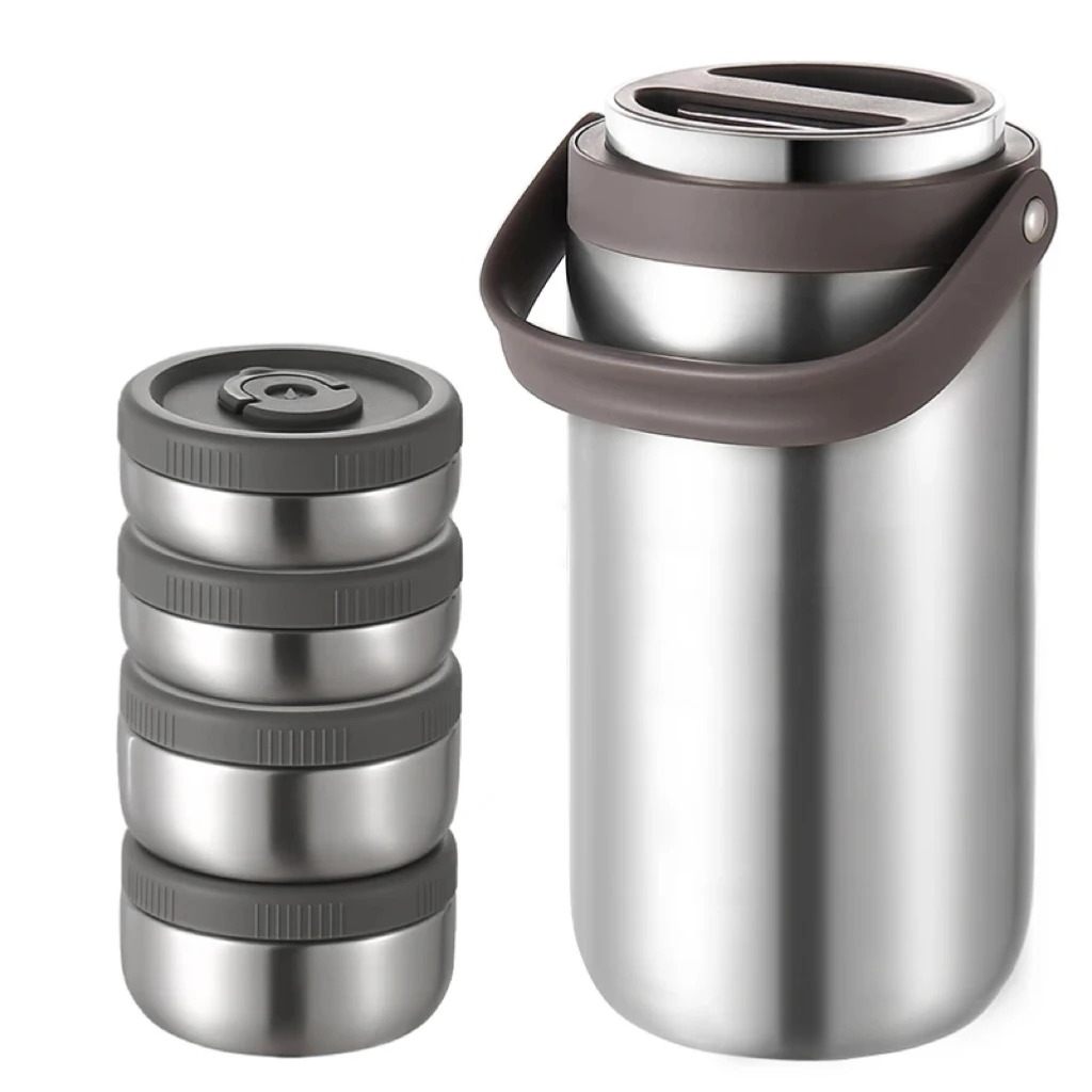 Wholesale Japanese Portable Insulated Lunch Box with Handle Single Compartment Vacuum Lifting Pot Food Container Preservation