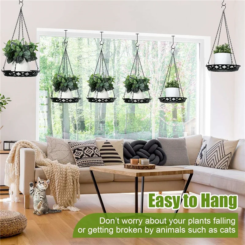 Paquete de 3 colgadores de plantas, macetero colgante de Metal de 12 pulgadas para plantas de interior y exterior, estante decorativo para plantas colgante duradero fácil de usar