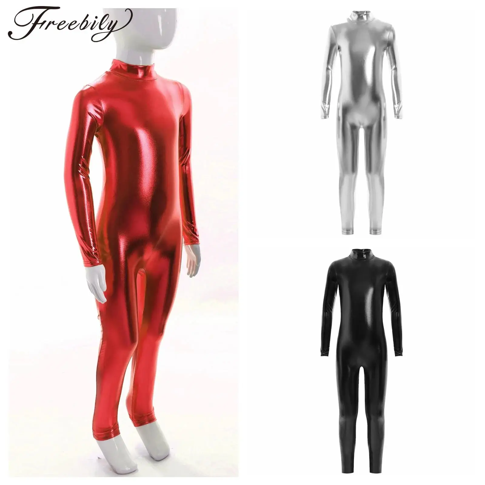 

Комбинезон для фигурного катания металлик для девочек, гимнастический танцевальный купальник с воротником-стойкой, боди для всего тела, танцевальная одежда, праздничные костюмы