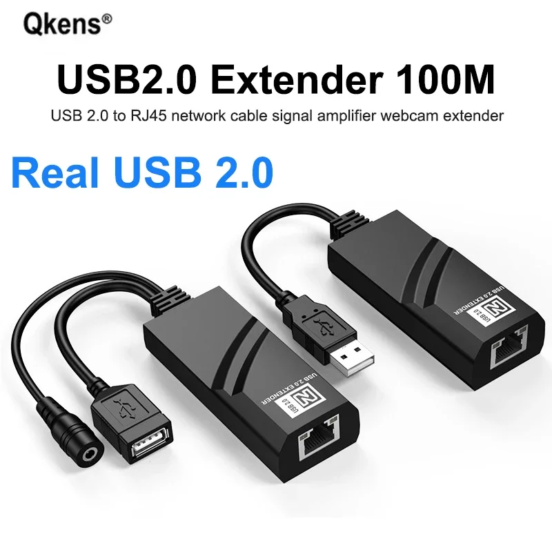 

USB 2.0 Extender To RJ45 Over Cat6 Ethernet Cable 100M Support Win11 Webcam USB Mouse Keyboard Printer Card Reader U Flash Disk