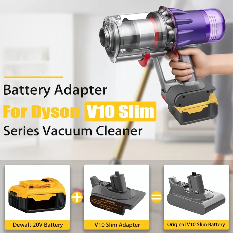 

Battery Adapter Converter DW20V10 Slim for Dewalt 20V Li-Ion Battery Convert To Work for Dyson V10 Digital Slim Vacuum Cleaner