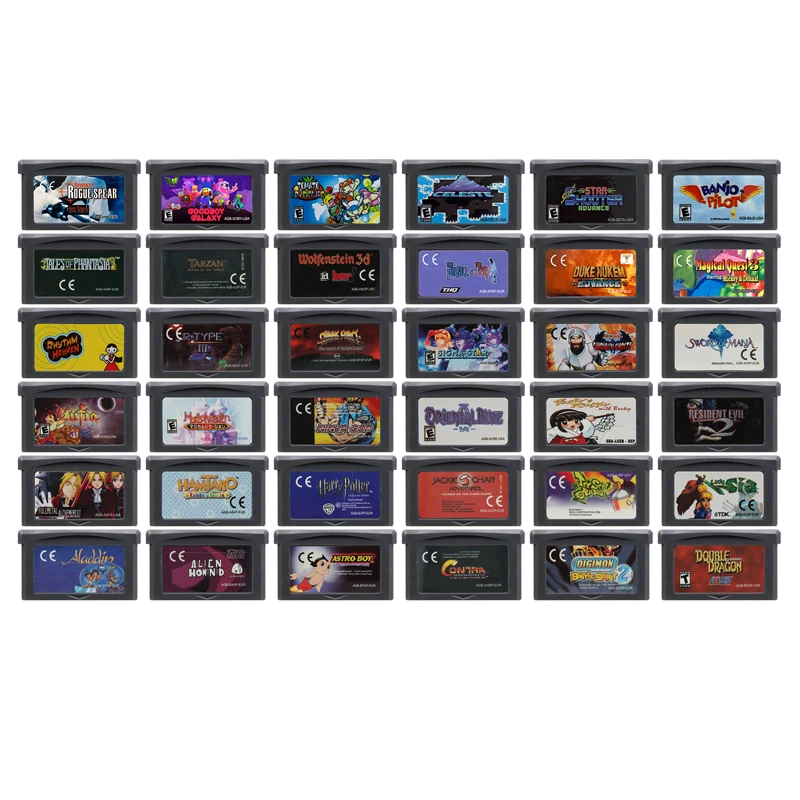 GBA Video Game Cartridge 32 Bit Games Card Double Dragon Ninja Cop Duke Nukem Banjo Pilot Celeste Tomato Adventure