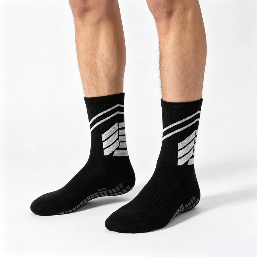3/6/8pairs men women anti slip grip football soccer socks basketball rugby towel bottom breathable shockproof exercise socks view 3