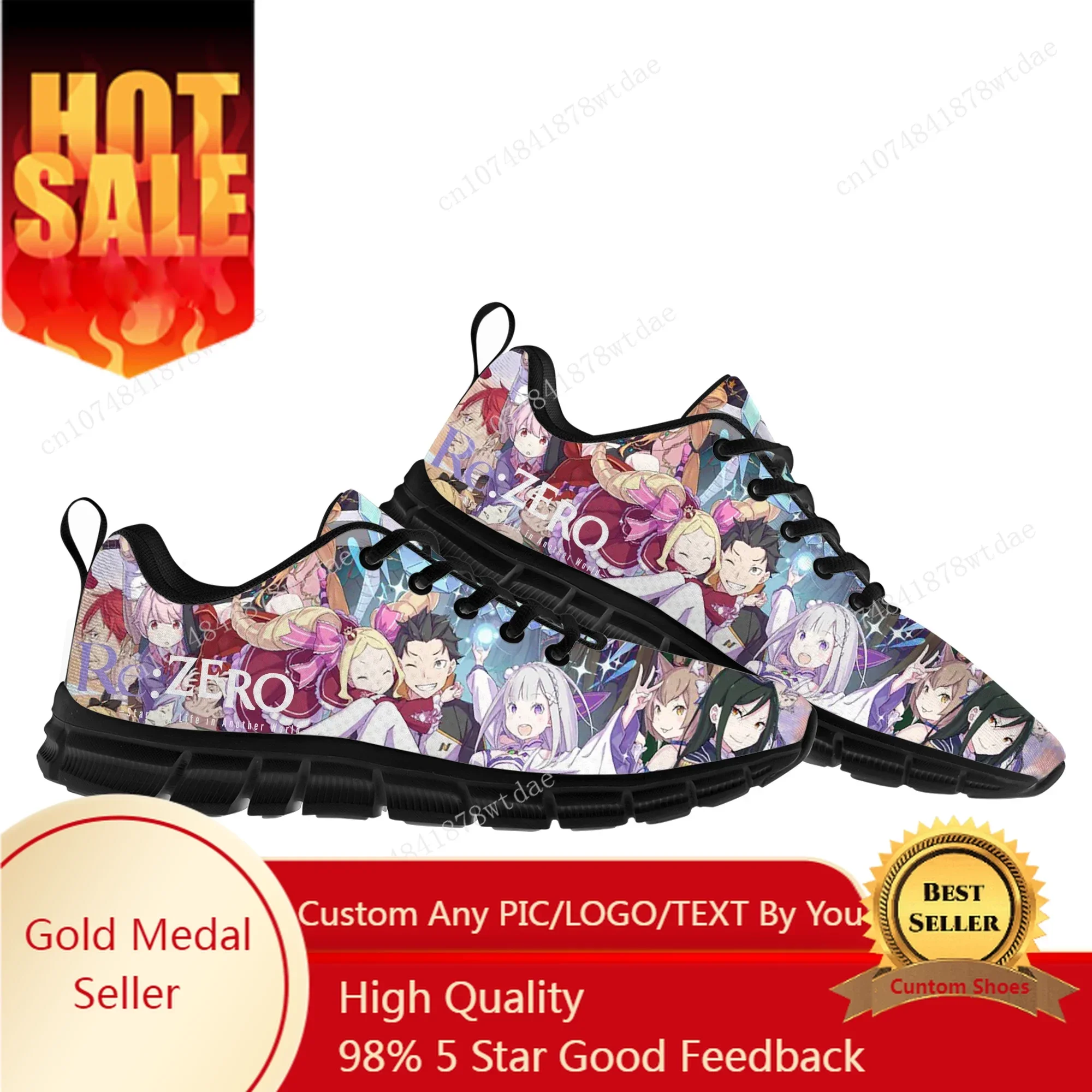 Re:Zero Sports Shoes Mens Womens Teenager Kids Children Sneakers Emilia High Quality Anime Cartoon Manga Sneaker Custom Shoes