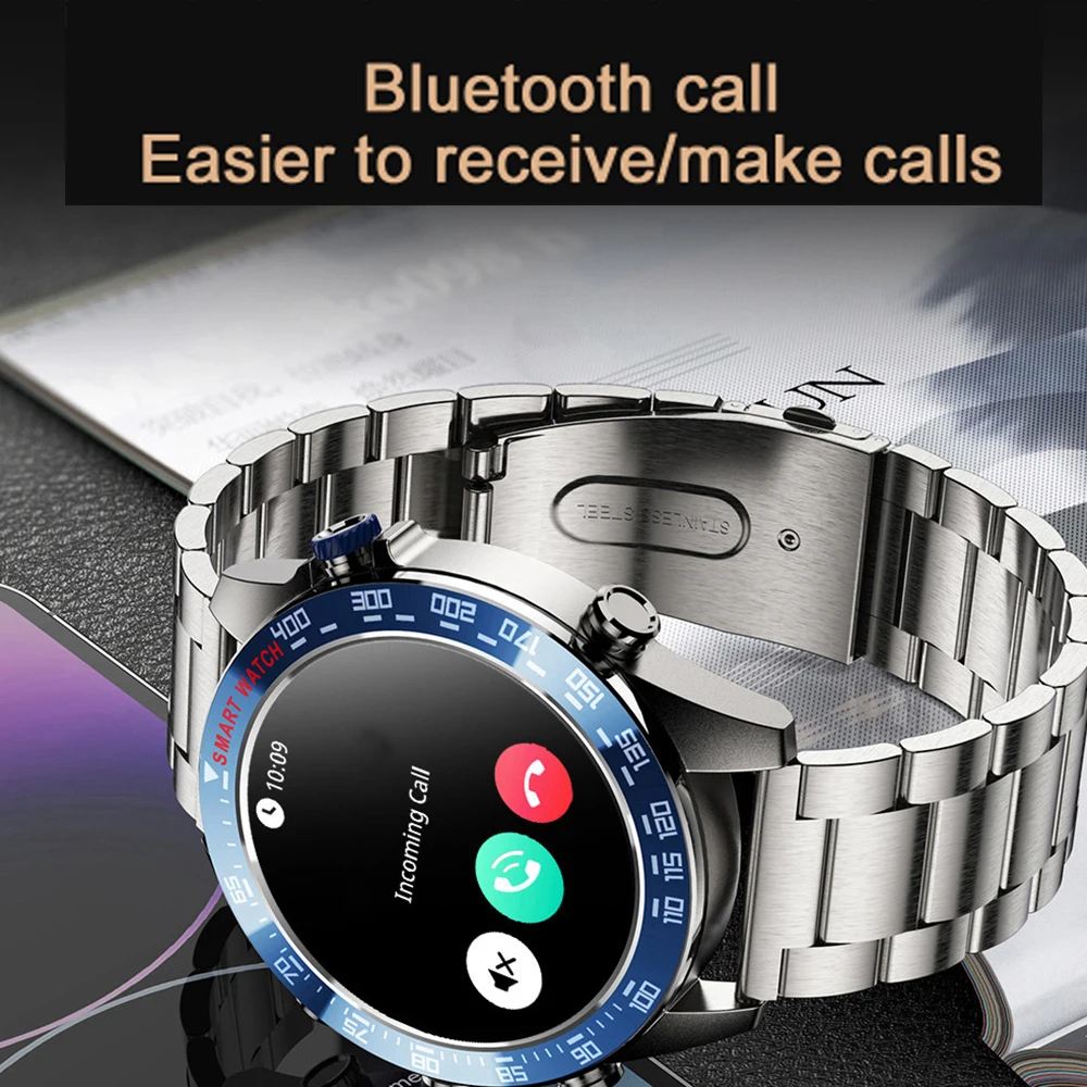 400Mah في الهواء الطلق الرجال AMOLED شاشة بلوتوث دعوة Smartwatch AOD دائما على عرض الرياضة الموسيقى مقاوم للماء الصحة ساعة ذكية
