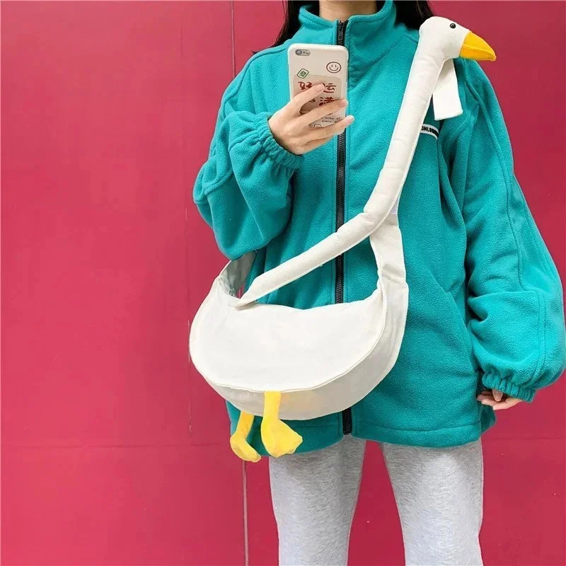 Goose Shaped Bag Girls Canvas Diagonal CrossBag Cute Funny Duck Tote Fashion Casual Versatile Shoulder Bags Women Messenger Pack