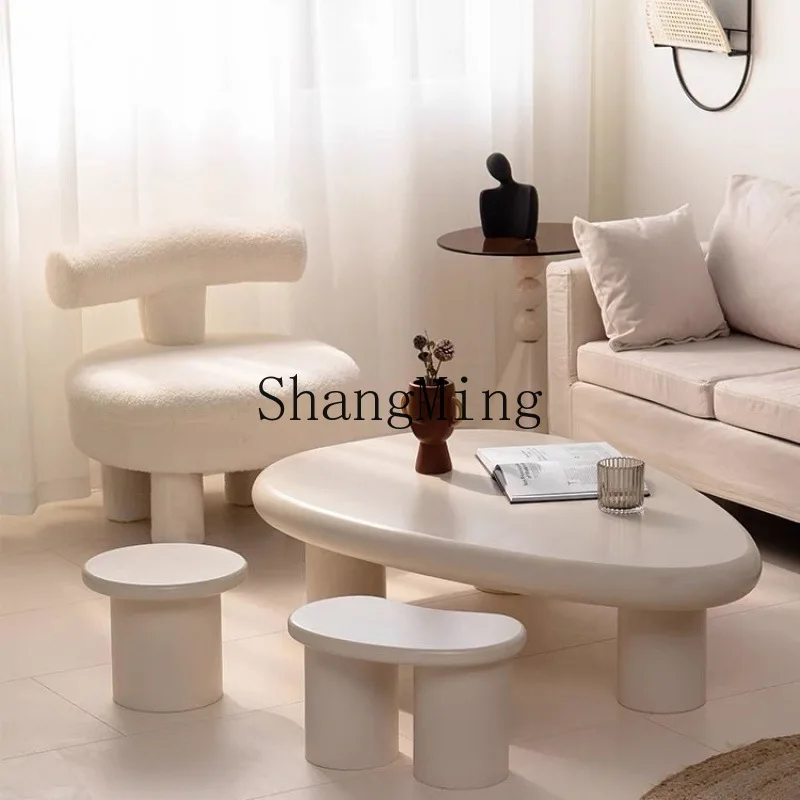 

ZYY solid wood simple coffee table small apartment household living room table special-shaped round modern