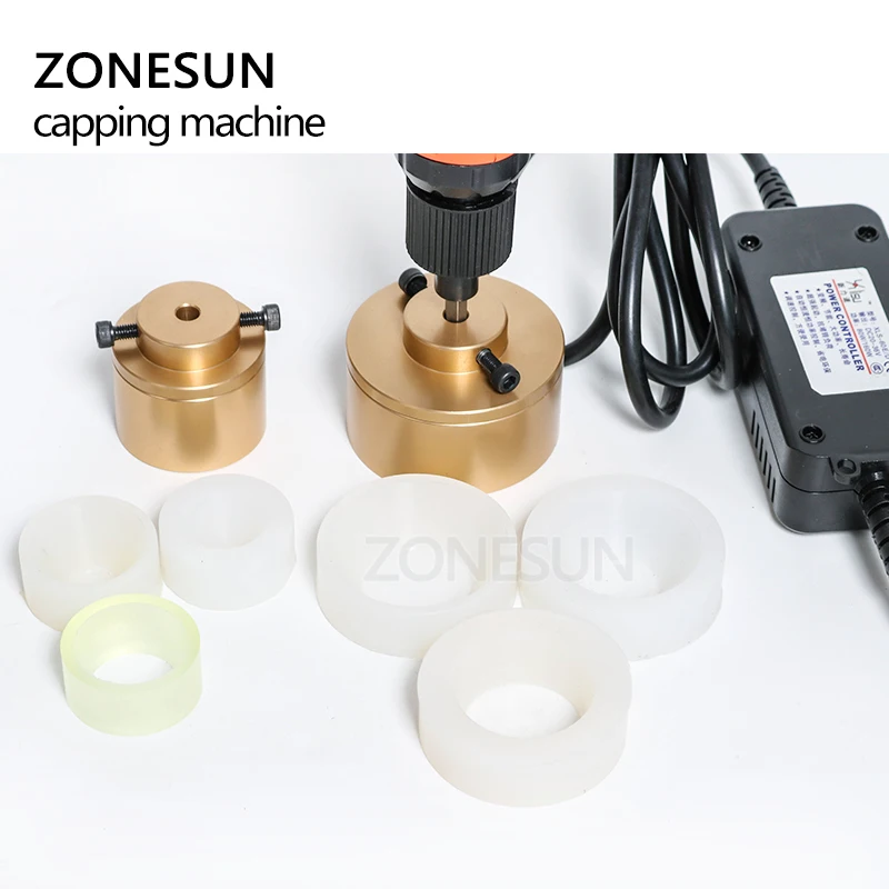 ZONESUN-휴대용 전기 씰링 타이트너 스크류 캐퍼 플라스틱 병, 10-50mm 큰 토크 속도 조절 캡핑 기계