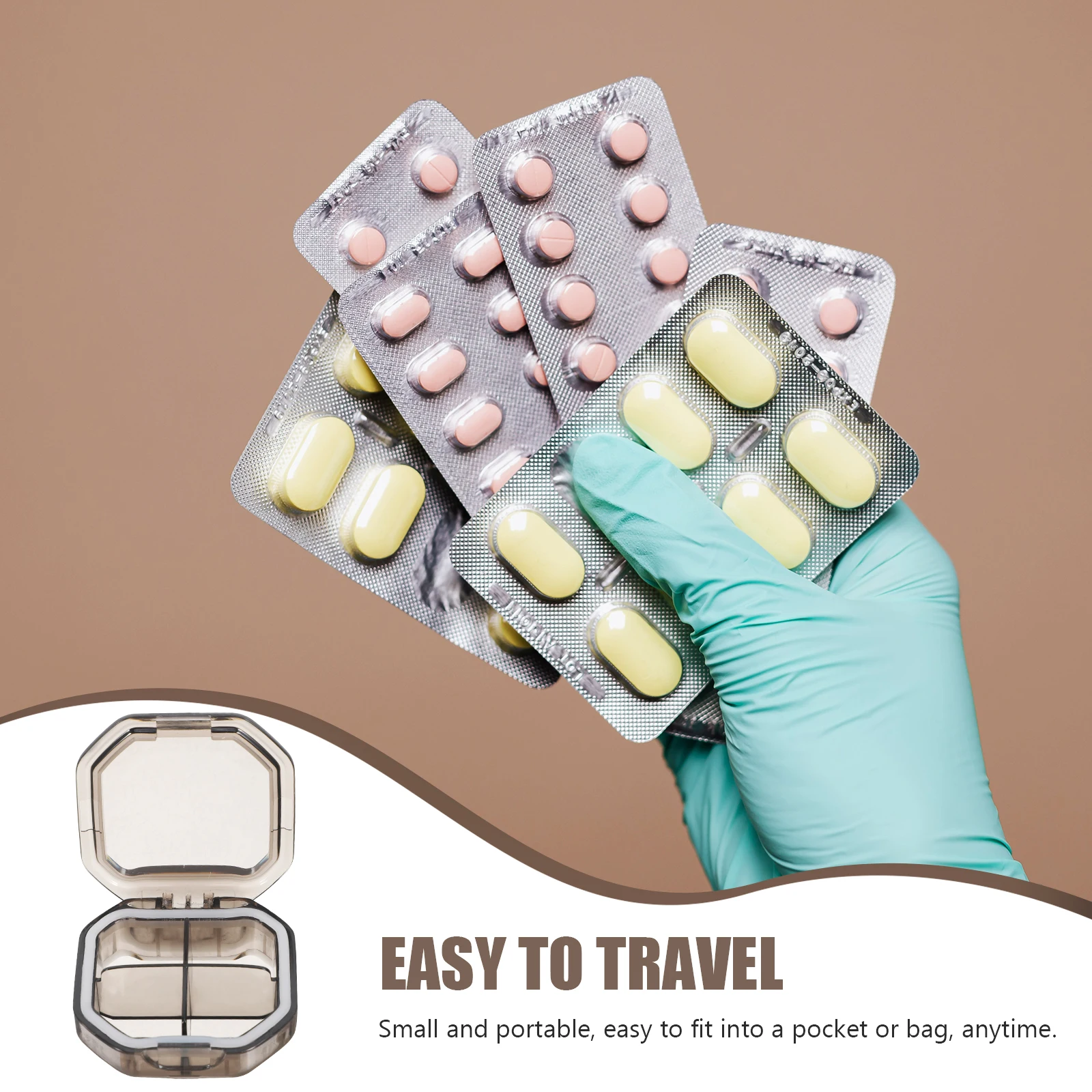 

Portable 7 Day Pill Organizer Compact Medicine Box Travel Case Airtight Compartments Daily Medication Storage Waterproof