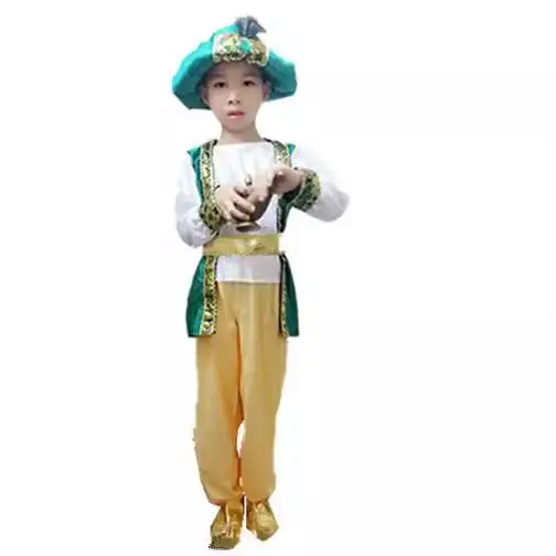 هالوين تأثيري الكبار الأطفال حفلة تنكرية الكرة علاء الدين الأمير الملك أداء الوالدين والطفل زي Ele ثوب مسائي