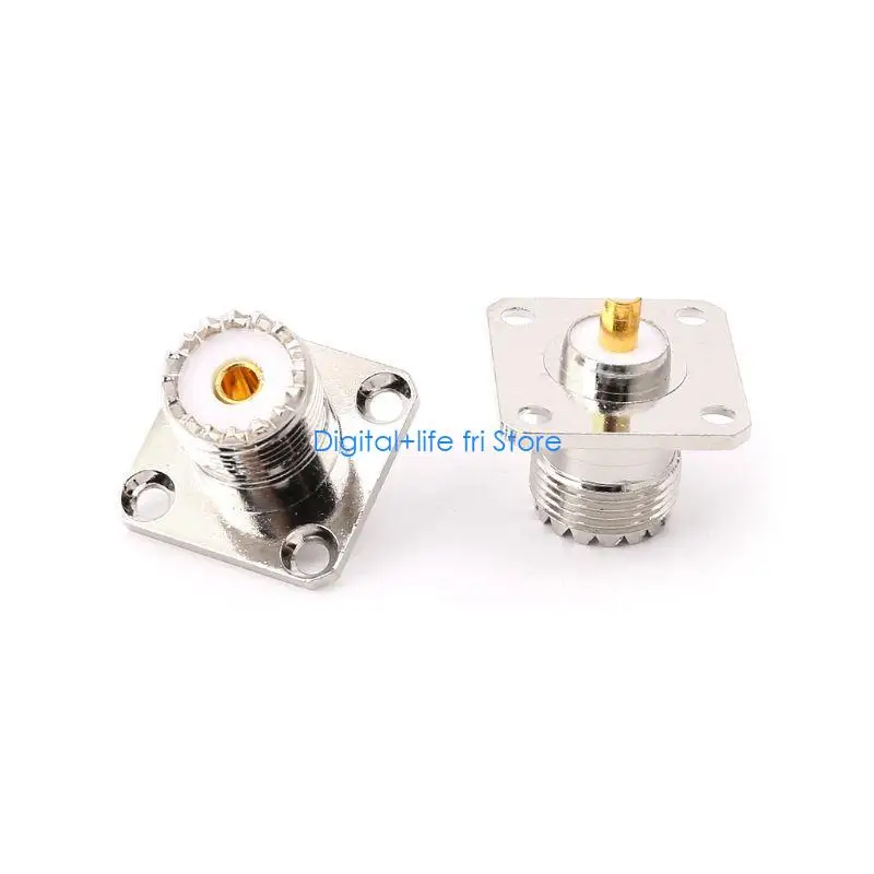 E06D 5pcs UHF SO239 Female Flange Panel Chassis Deck Mount Adapter Connector Straight