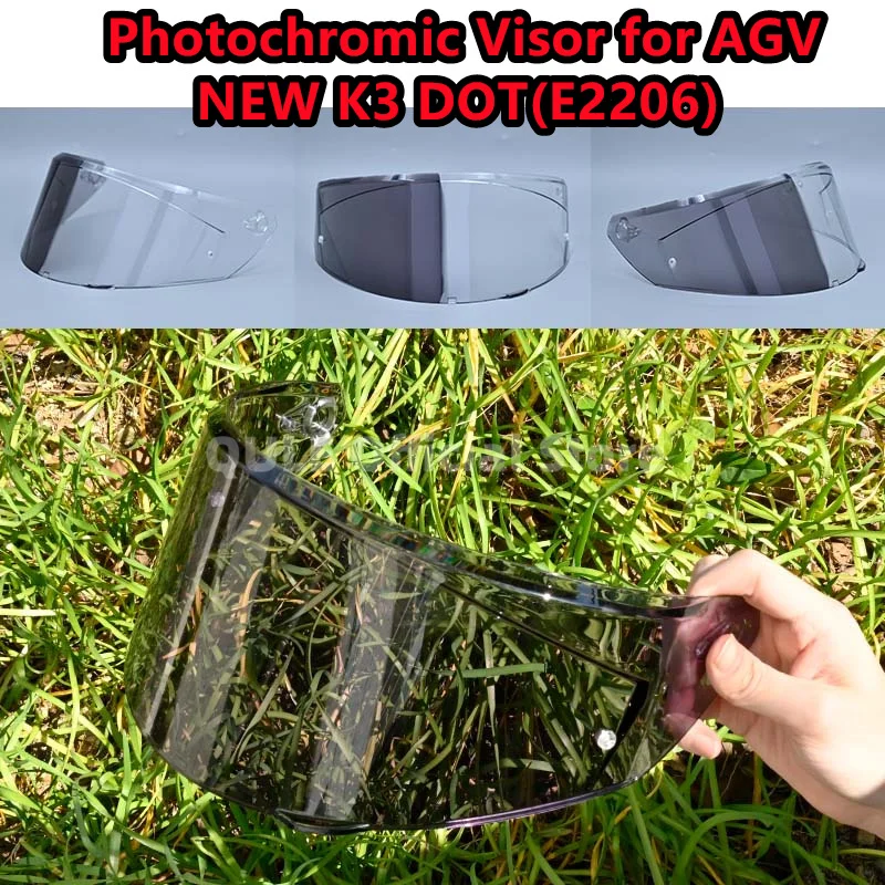 

Photochromic Visor for NEW AGV K3 DOT(E2206) k3(2023) Motorcycle Helmet Lens Windshield Shield Goggles Screen Mica Accessories