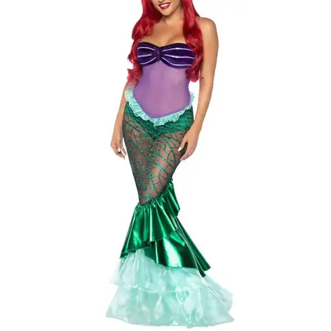 Women Mermaid Cosplay Costume Halloween Role Playing Outfit Fancy Dress  Party Stage Performance Sparkly Sequined Mermaid‑Tail
