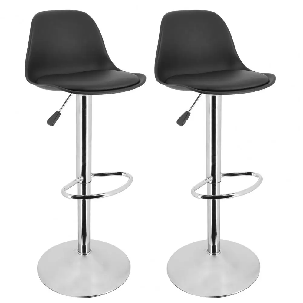 Bar Stools Set of 2, Faux Leather Counter Height Barstools with Back & Footrest, Height Adjustable Swivel Bar Chairs, Modern Arm