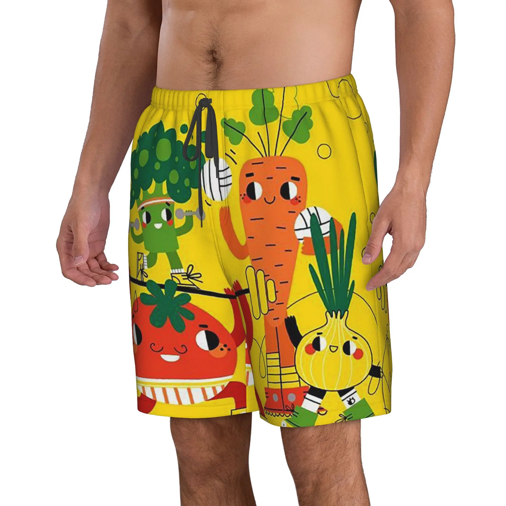 Cartoon Fitness Vegetable Pattern Trunks Beach Board Shorts Casual Quick Dry Swim Summer Men Pants