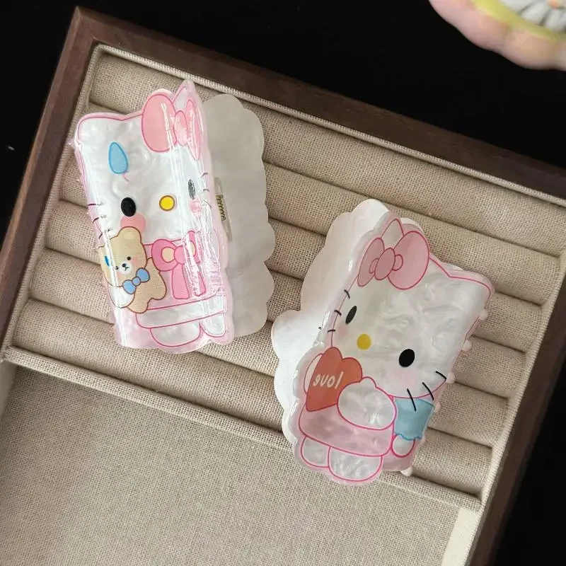 كارتون مرحبا كيتي مخلب شعر Kawaii الاكريليك القرش كليب Y2K سانريو مشبك شعر أغطية الرأس الديكور إكسسوارات الشعر البسيطة