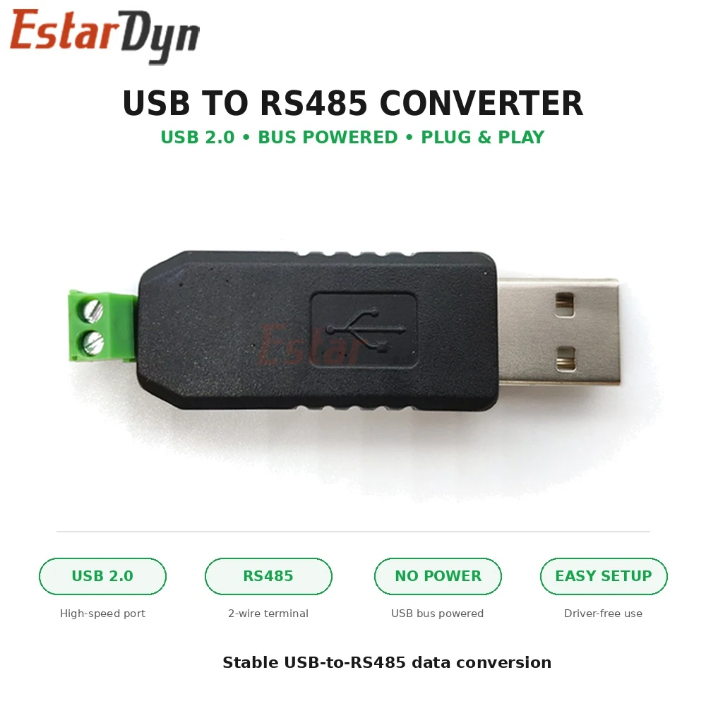 Estardyn USB to RS485 Converter Adapter with Stable Communication Multi-OS Support for Industrial Control PLC