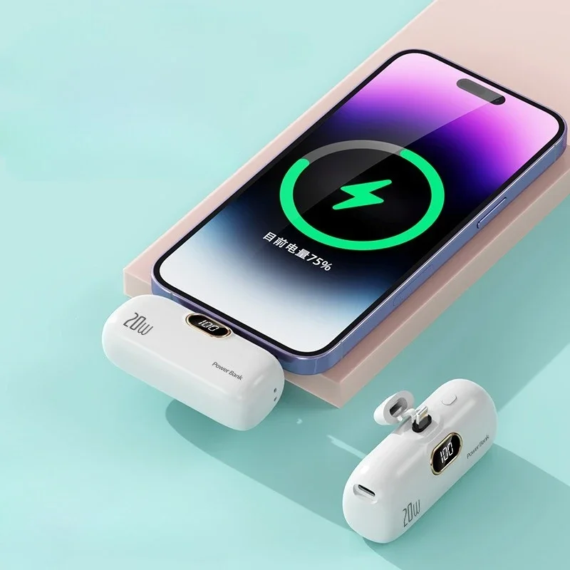 

Мини-банк питания 30000 мАч со встроенным кабелем, портативное зарядное устройство для мобильного телефона, внешний аккумулятор, капсульный внешний аккумулятор Powerbank для iPhone Type-C