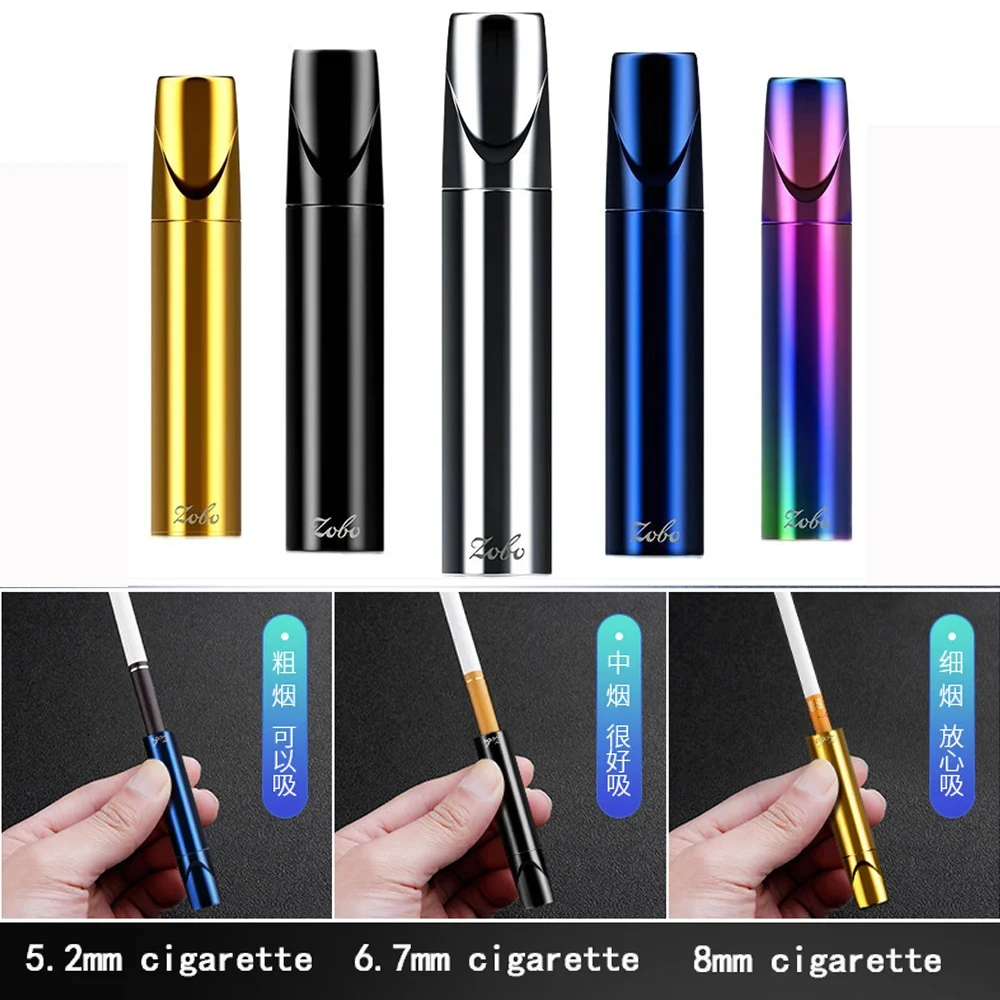 Zobo Full Metal Micro-hole Filter Cigarette Holder Cyclical Cleaning Mouthpiece Man Woman For 5.5mm 6.3mm 8mm Cigarette Smoking