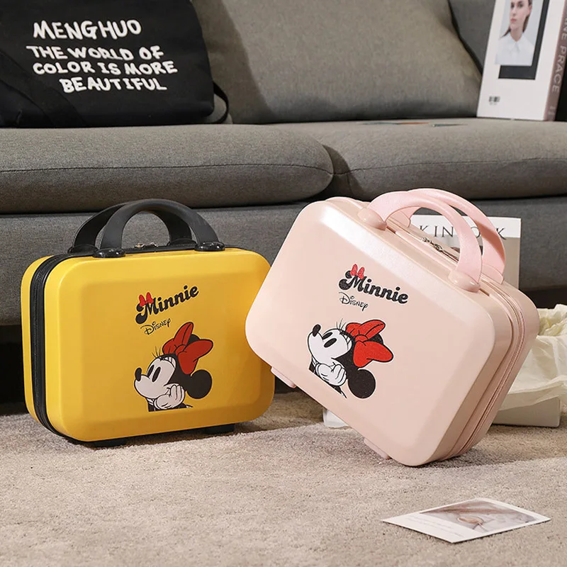 Disney Minnie Makeup Travel Case Hard Shell Cosmetic Bag Portable Makeup Bag Hand Luggage Mini Carrying Suitcase For Women Girls