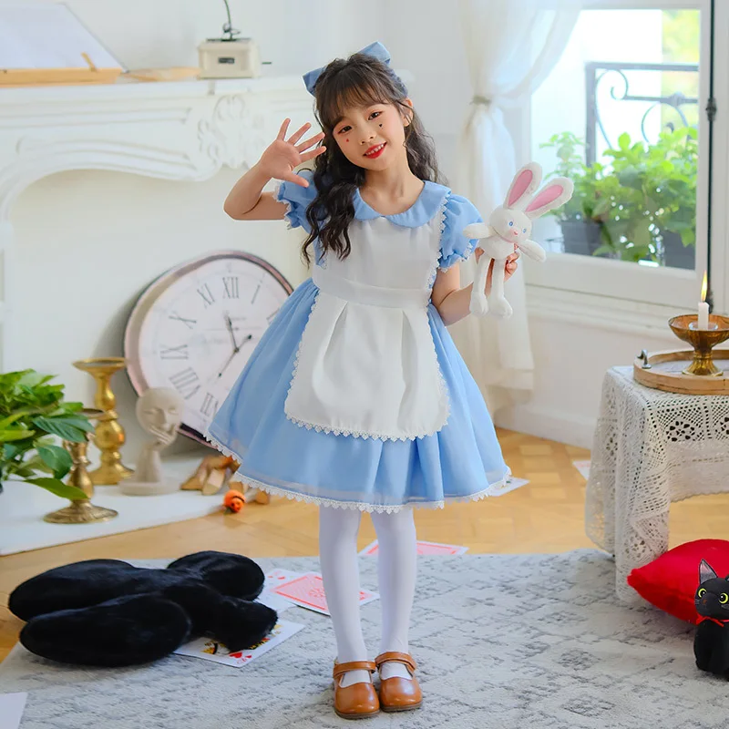 Blue Alice Maid Costume Wonderland Cute Costume Show Performance Children Dress Girl Performance Costume 2025