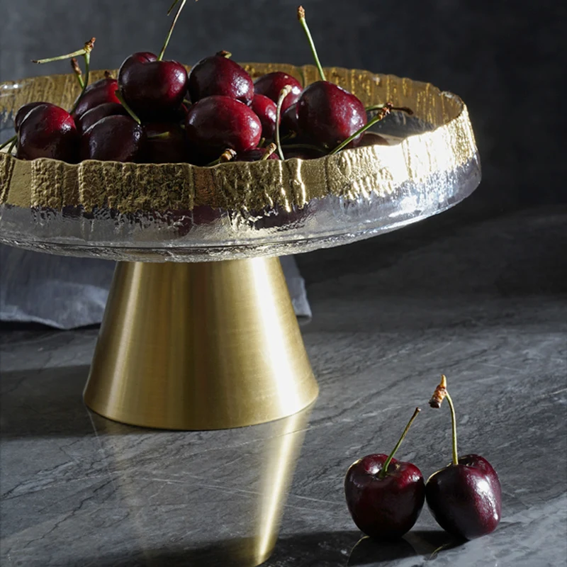 

Light luxury high-end glass fruit plate French living room coffee table high-end exquisite high