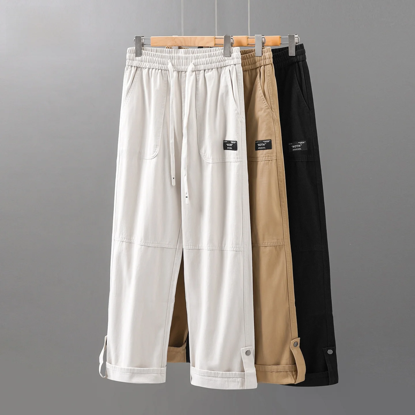 

Un Тяжелые рабочие брюки из чистого хлопка, мужские летние американские брюки, уличные свободные широкие прямые повседневные брюки