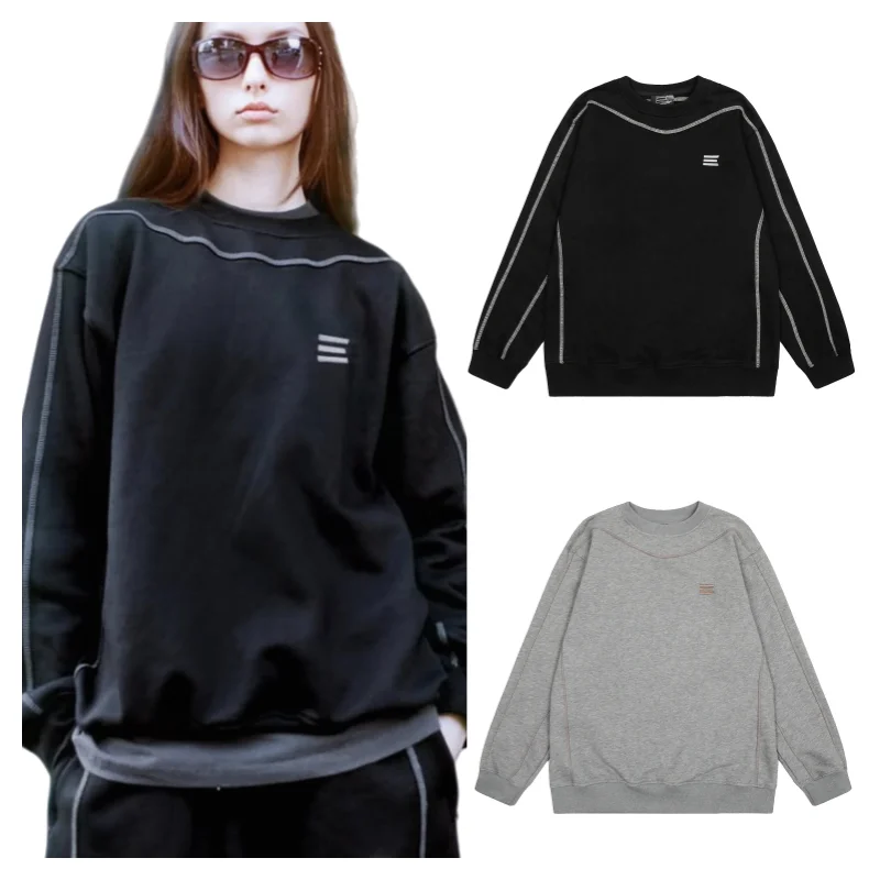 

Уличная одежда, мужской и женский минималистичный полосатый пуловер с вышивкой, базовый спортивный топ, пуловер с вышивкой kroen, толстовка